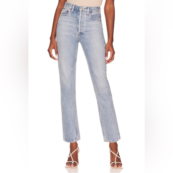 Agolde Denim - AGOLDE Riley High Rise Straight Crop Jeans in Color Renewal